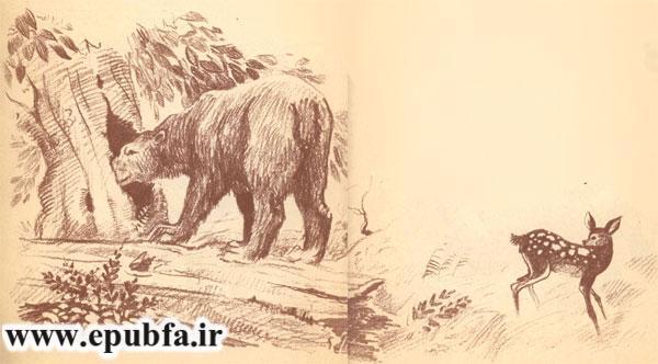 بچه گوزن با خرس شکمو حرف می زند- آرشیو قصه و داستان ایپابفا