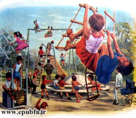 کودکان در پارک با وسایل اسباب بازی استاندارد بازی می کنند-قصه کودکانه ایپابفا