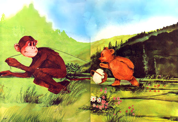 قصه کودکانه میمون زرنگ و خرس تنبل - ارشیو قصه و داستان کودکانه ایپابفا