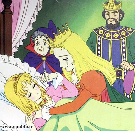 شاه فهمید که جادوگر کار خودش را کرده است. دختر را به اتاق خودش بردند و روی تخت خواباندند.