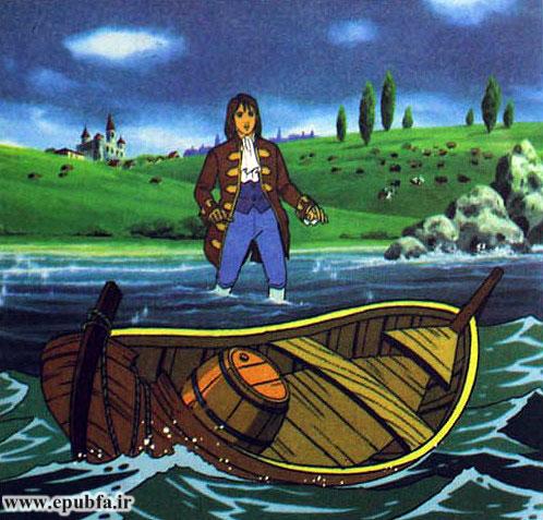 روزی از روزها، وقتی گالیور داشت کنار ساحل قدم می‌زد، چشمش به یک قایق افتاد. قایق، بزرگ بود، 