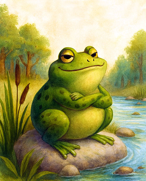 قورباغه خیلی به خودش مغرور بود و همیشه خود را بزرگترین و قشنگترین قورباغه روی زمین میدانست